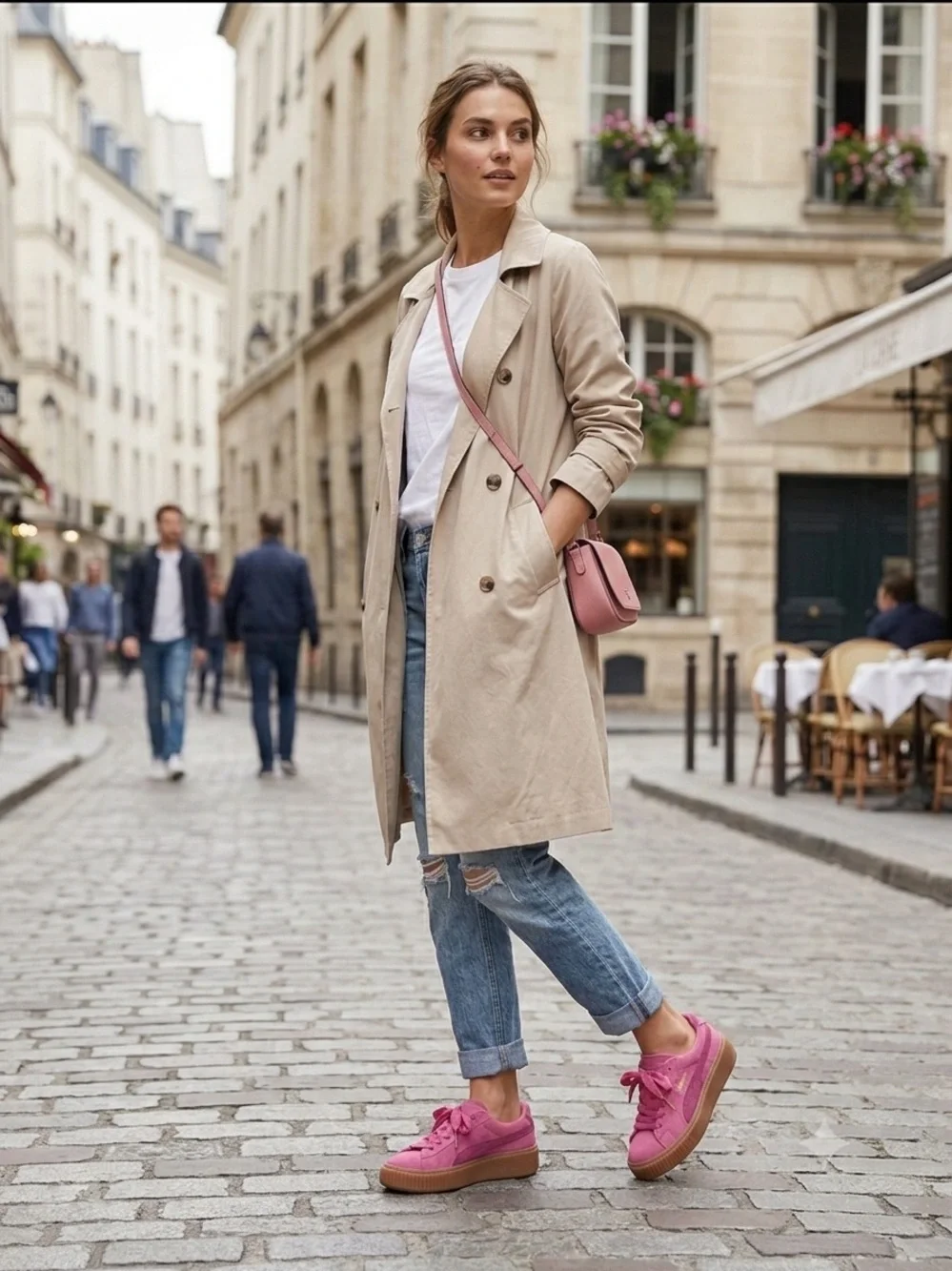 Puma Barbie Pink Suede Sneakers with Gum Platforms Soles